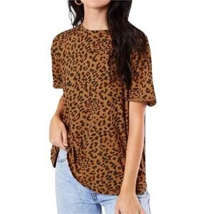 Free People Printed Clarity T Shirt Leopard Cheetah Size Small Mobwife